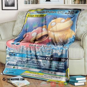 Anime Pokemon Slowpoke Psyduck Gx Unified Minds Soft Blanket 2