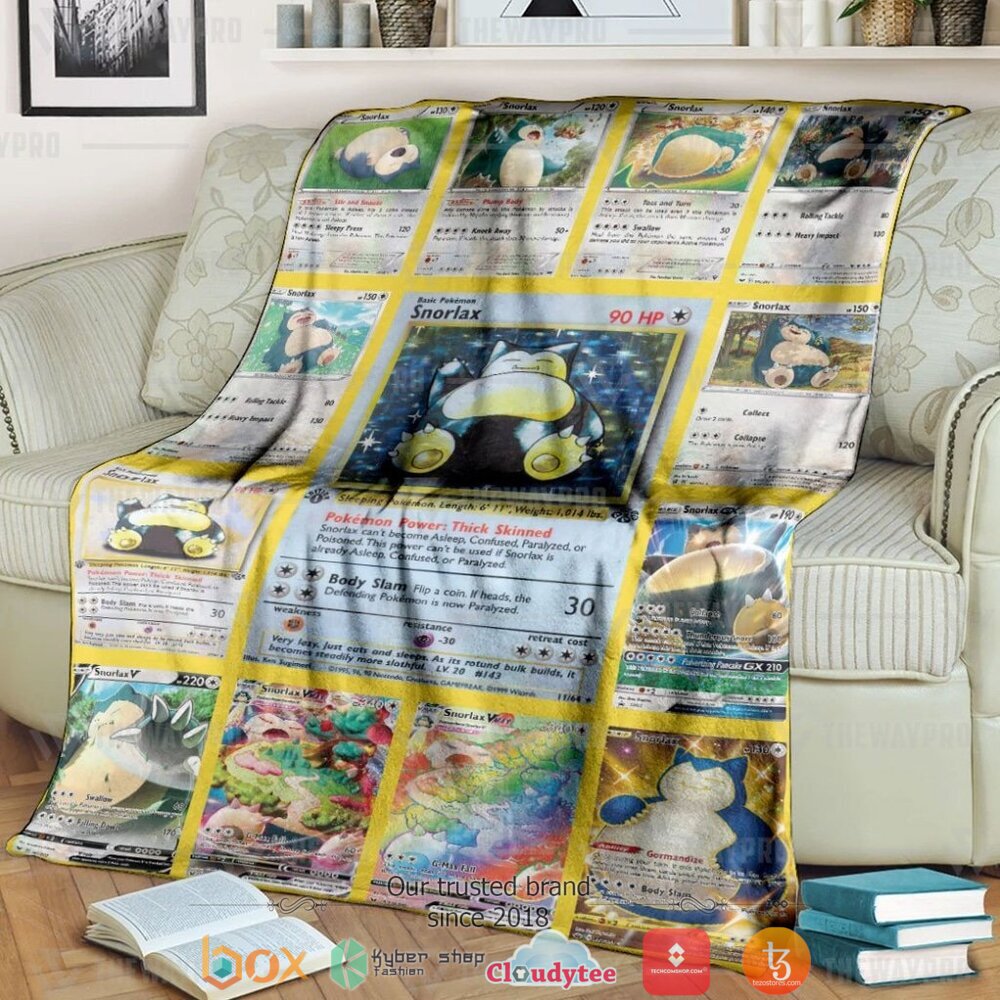 Anime Pokemon Snorlax Cards Version 2 Soft Blanket Anime Pokemon Snorlax Cards Version 2 Soft Blanket
