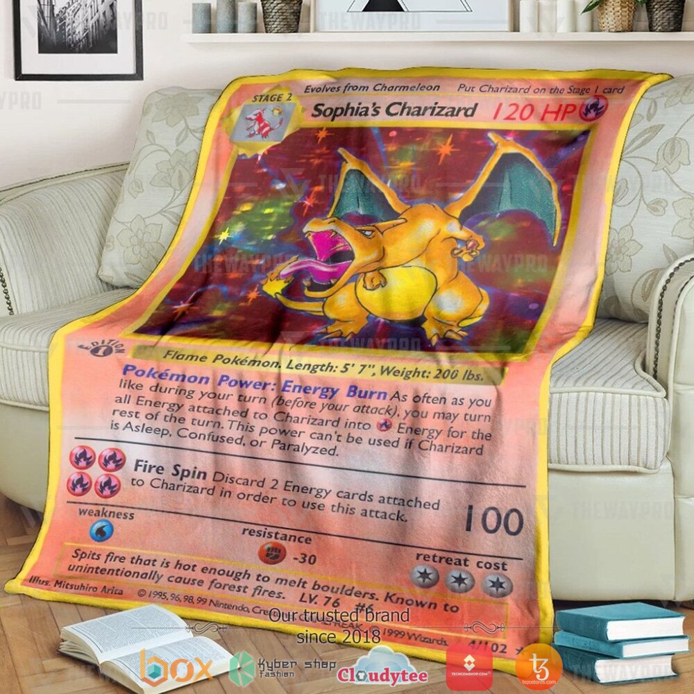 Anime Pokemon Sophias Charizard First Edition Soft Blanket Anime Pokemon Sophias Charizard First Edition Soft Blanket