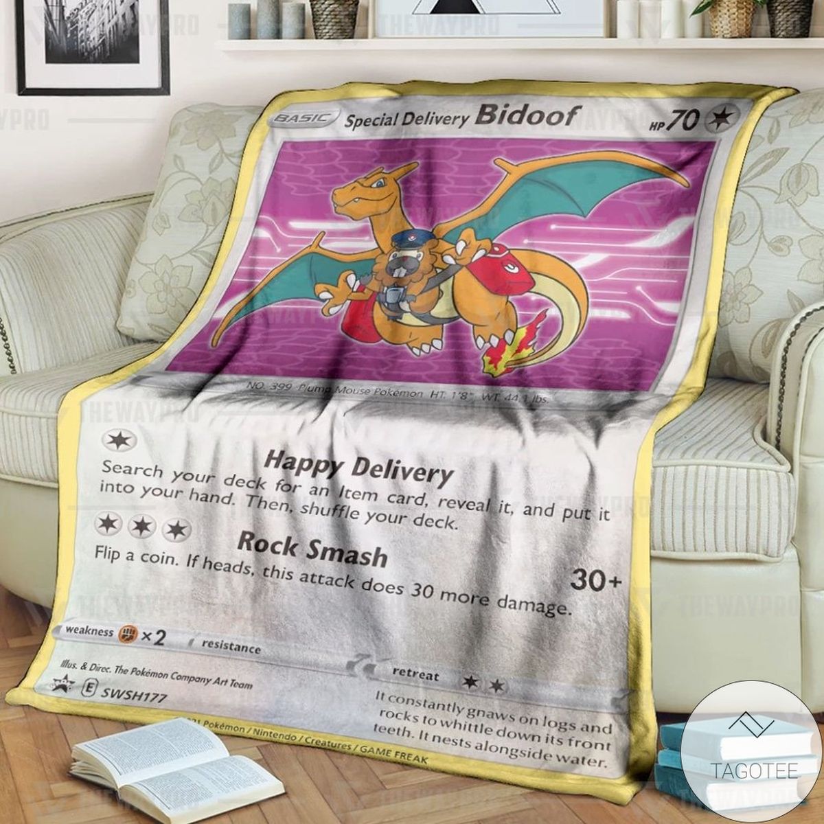 Anime Pokemon Special Delivery Bidoof Custom Blanket Anime Pokemon Special Delivery Bidoof Custom Blanket