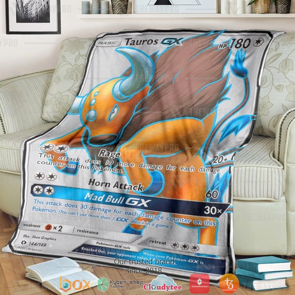 Anime Pokemon Tauros Gx Sun Moon Soft Blanket Anime Pokemon Tauros Gx Sun Moon Soft Blanket