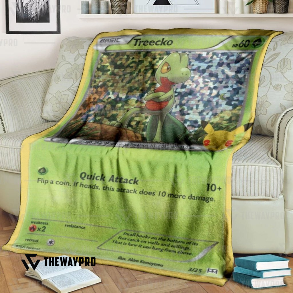 Anime Pokemon Treecko Holo Custom Soft Blanket Anime Pokemon Treecko Holo Custom Soft Blanket
