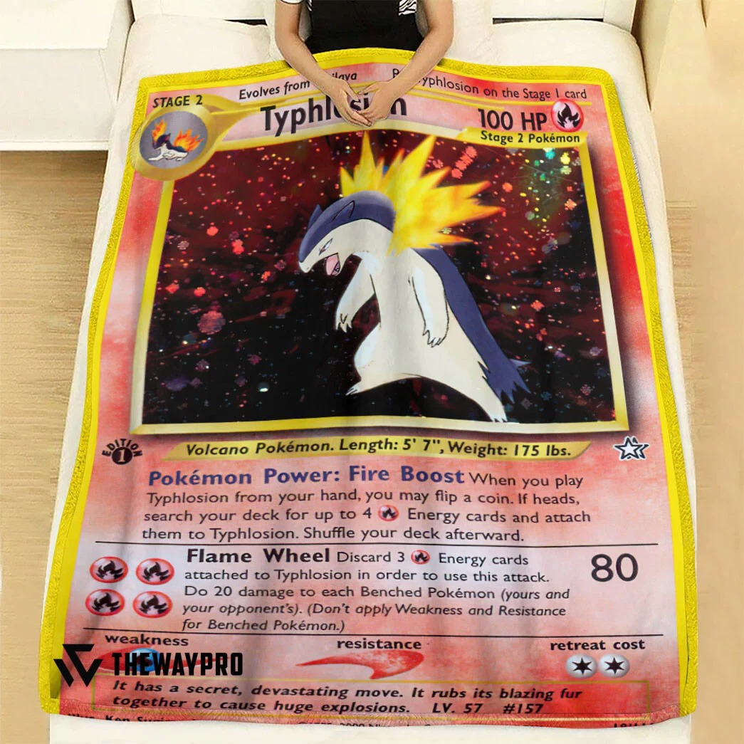 Anime Pokemon Typhlosion 1St Edition Custom Soft Blanket Anime Pokemon Typhlosion 1St Edition Custom Soft Blanket