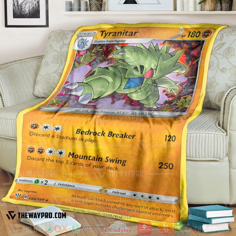 Anime Pokemon Tyranitar Darkness Ablaze Soft Blanket Anime Pokemon Tyranitar Darkness Ablaze Soft Blanket
