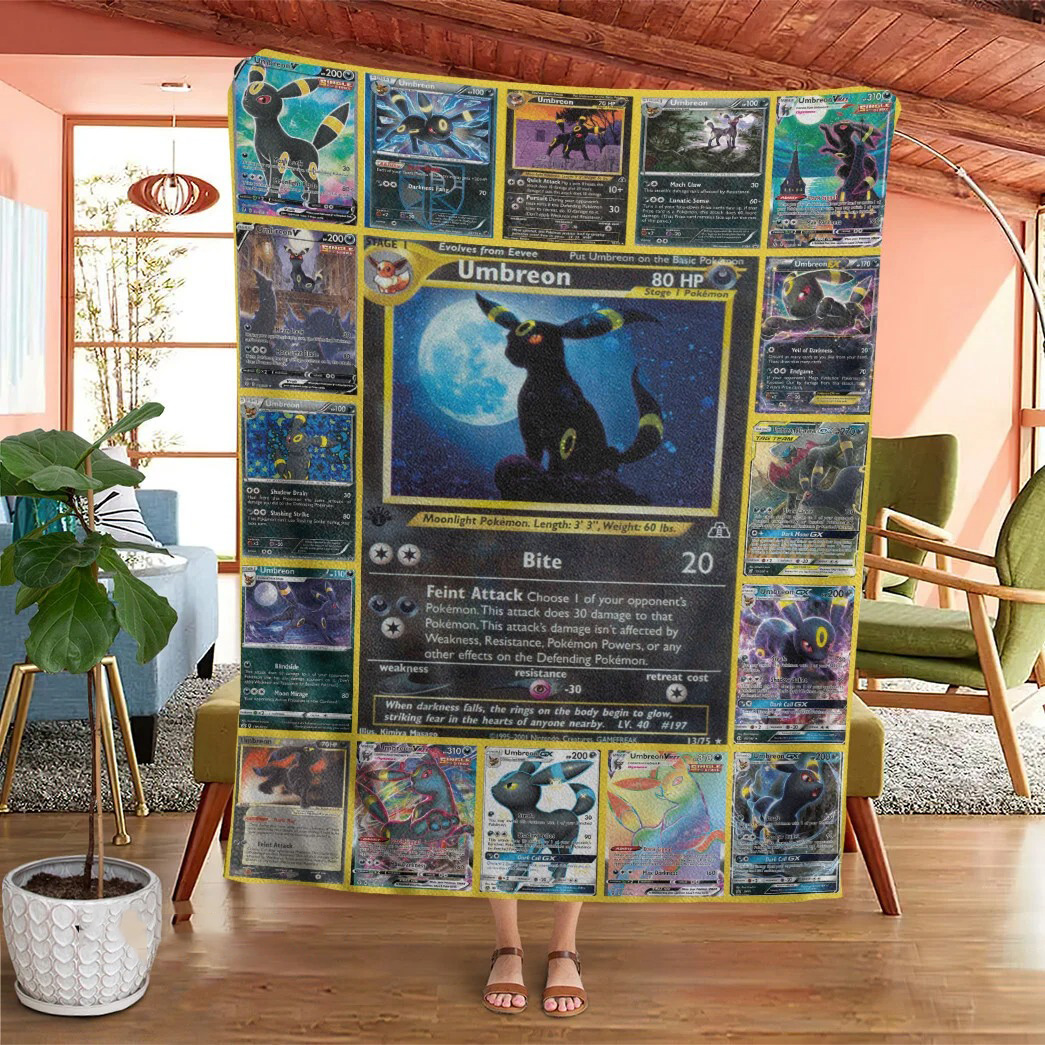 Anime Pokemon Umbreon Cards Custom Soft Blanket Anime Pokemon Umbreon Cards Custom Soft Blanket