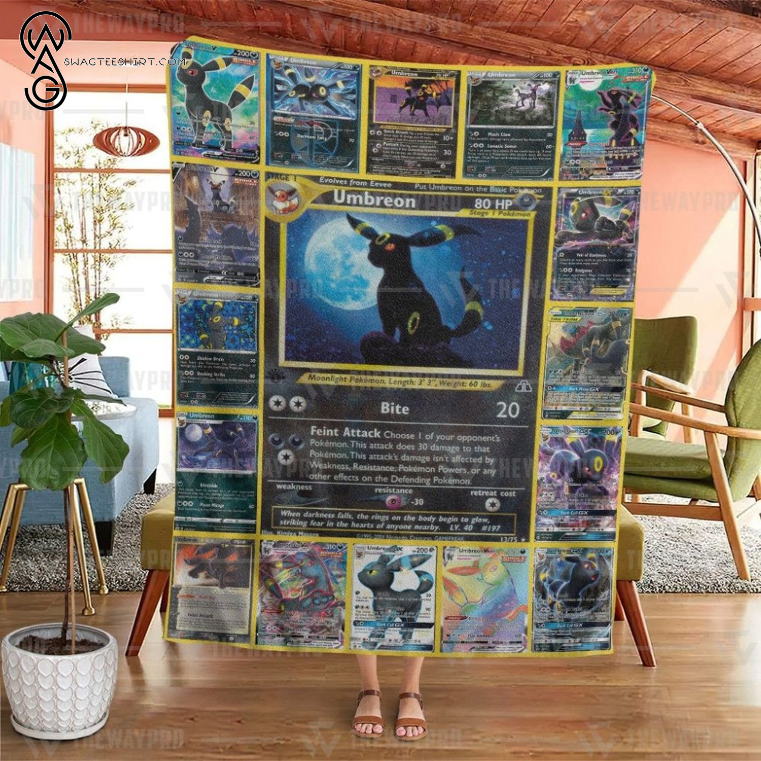 Anime Pokemon Umbreon Cards Full Printing Blanket Anime Pokemon Umbreon Cards Full Printing Blanket