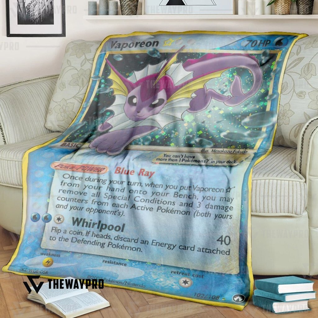 Anime Pokemon Vaporeon Gold Star Custom Soft Blanket Anime Pokemon Vaporeon Gold Star Custom Soft Blanket
