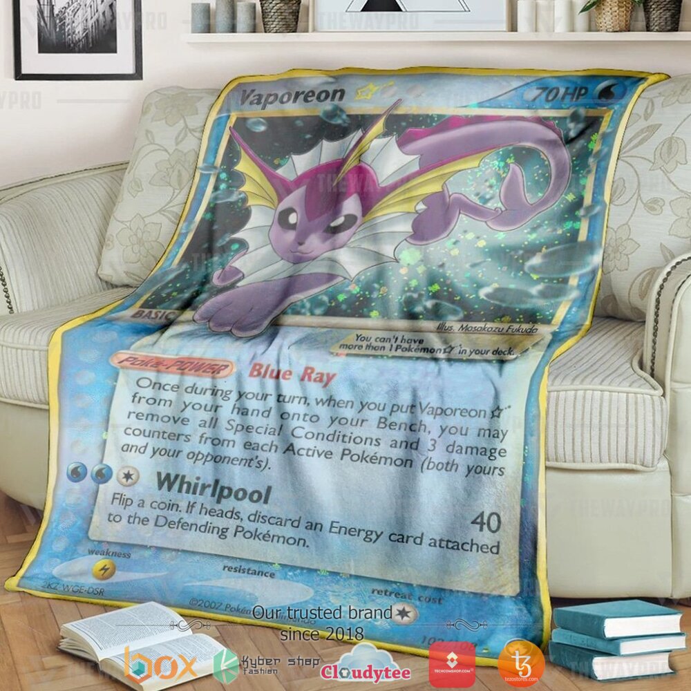 Anime Pokemon Vaporeon Gold Star Soft Blanket 2 Anime Pokemon Vaporeon Gold Star Soft Blanket 2