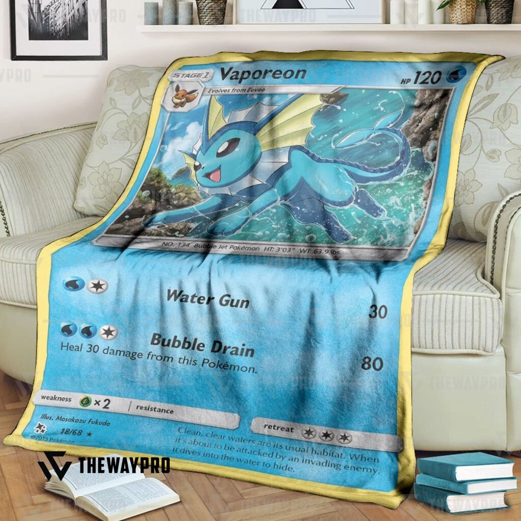 Anime Pokemon Vaporeon Hidden Fate Custom Soft Blanket Anime Pokemon Vaporeon Hidden Fate Custom Soft Blanket