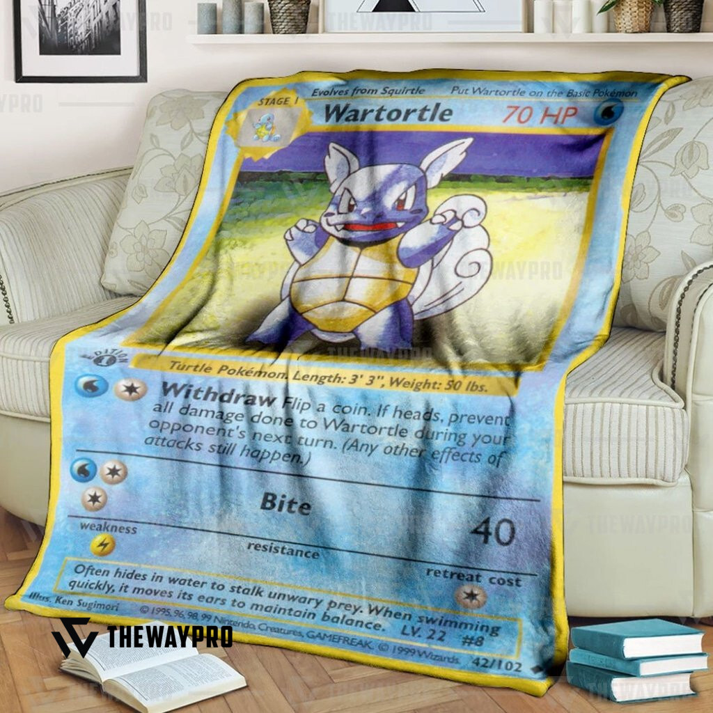 Anime Pokemon Wartortle 1St Edition Custom Soft Blanket Anime Pokemon Wartortle 1St Edition Custom Soft Blanket