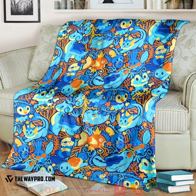 Anime Pokemon Water Poke Seamless Pattern Soft Blanket Anime Pokemon Water Poke Seamless Pattern Soft Blanket