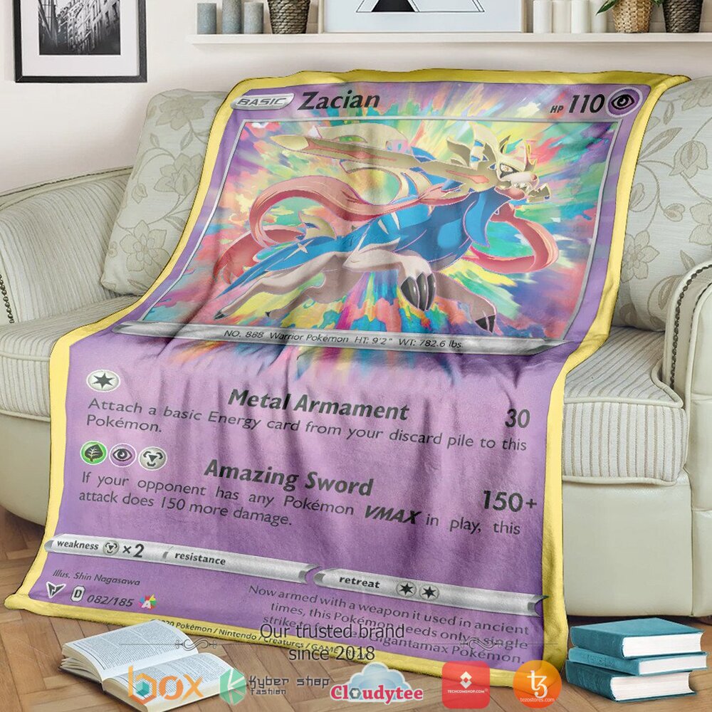 Anime Pokemon Zacian Vivid Voltage Soft Blanket Anime Pokemon Zacian Vivid Voltage Soft Blanket