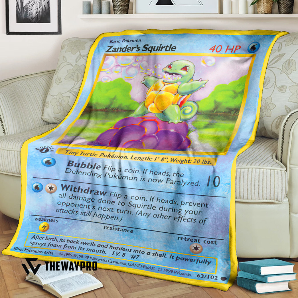 Anime Pokemon Zanders Squirtle First Edition Blanket Anime Pokemon Zanders Squirtle First Edition Blanket