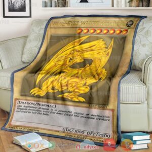 Anime Ygo Golden Blue Eyes White Dragon Card Custom Soft Blanket