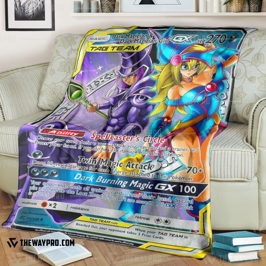 Anime Ygo Pkm Dark Magician And Dark Magician Girl Custom Soft Blanket Anime Ygo Pkm Dark Magician And Dark Magician Girl Custom Soft Blanket