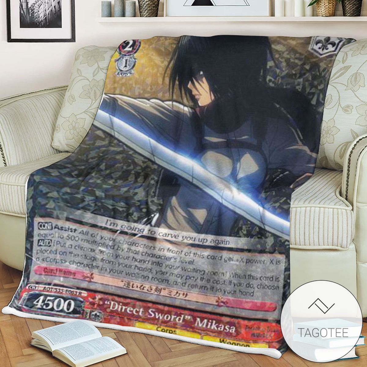 Aot Direct Sword Mikasa Attack On Titan Sherpa Blanket Tagotee Aot Direct Sword Mikasa Attack On Titan Sherpa Blanket Tagotee