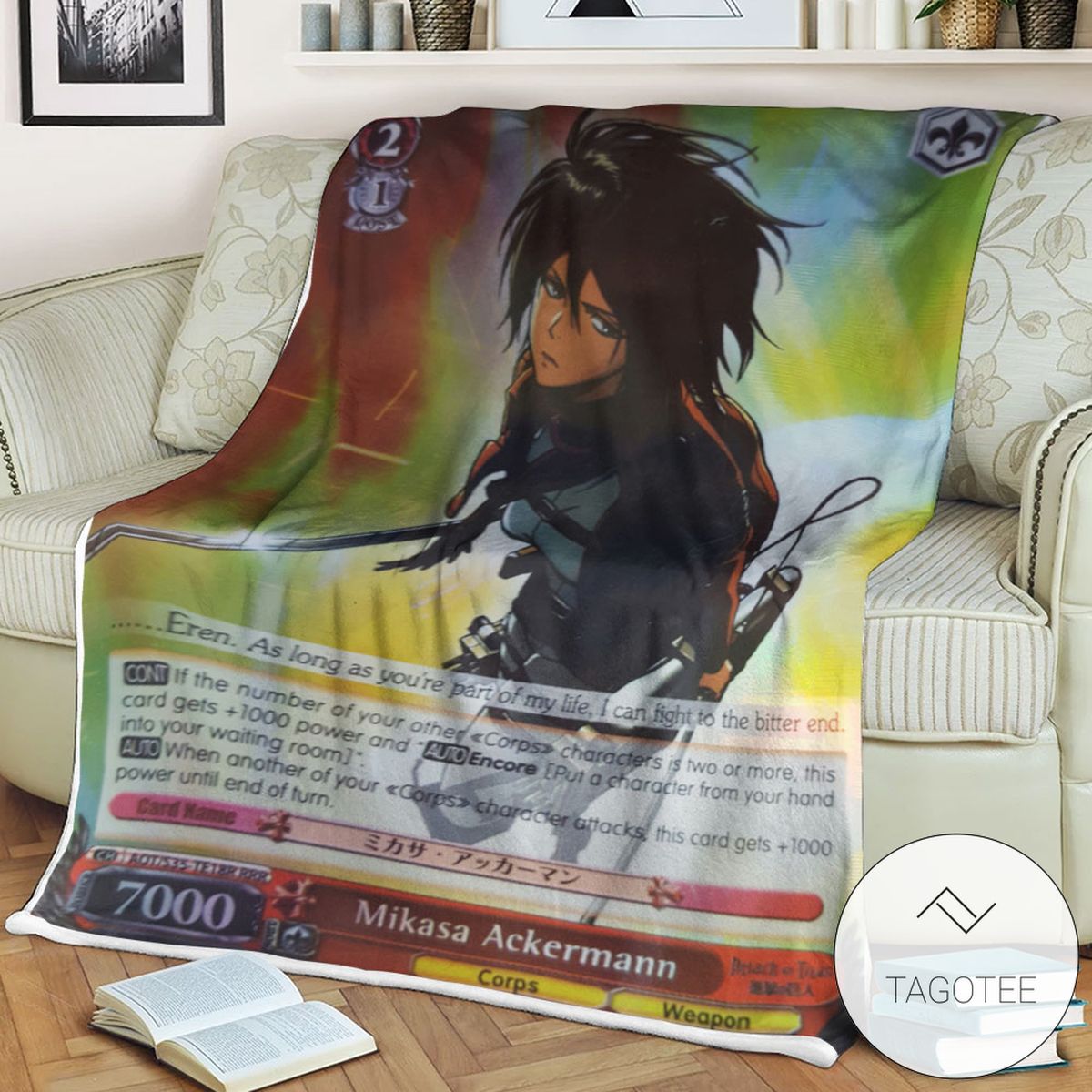 Aot Mikasa Ackerman Attack On Titan Sherpa Blanket Tagotee Aot Mikasa Ackerman Attack On Titan Sherpa Blanket Tagotee