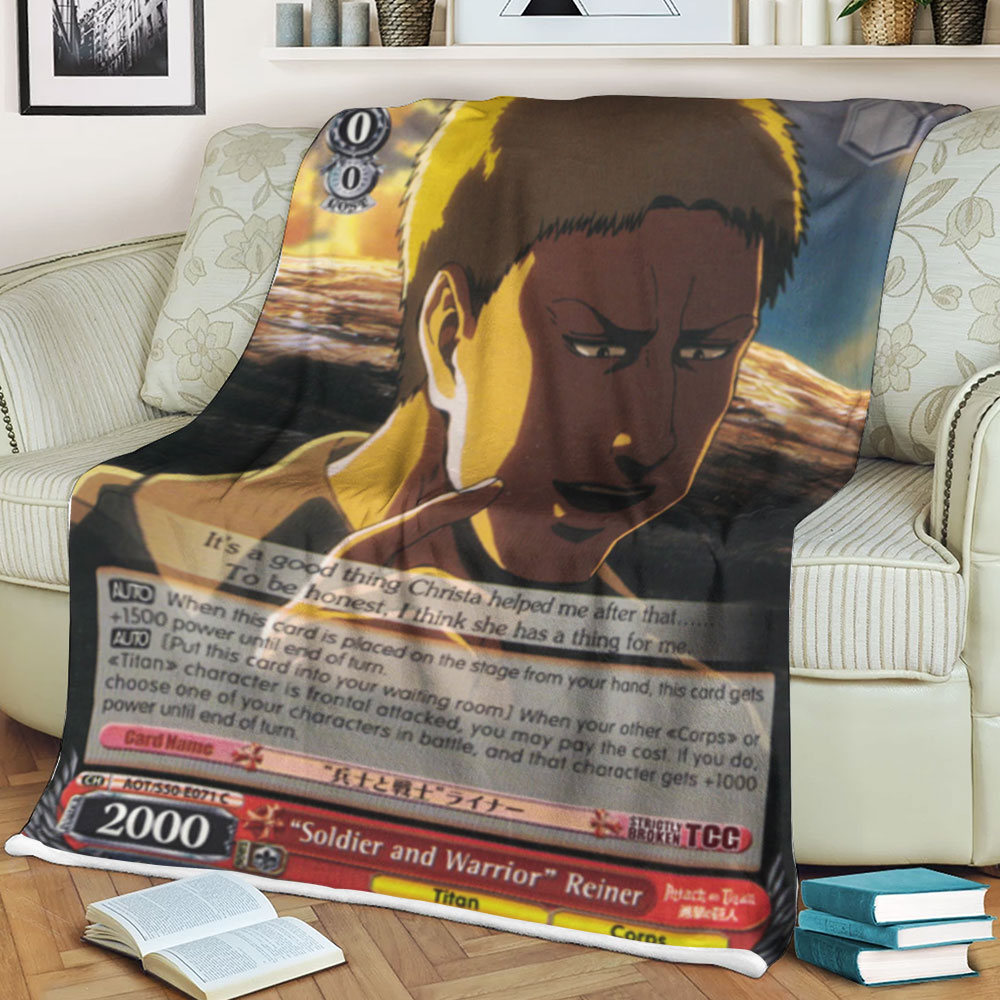 Attack On Titan Soldier And Warrior Reiner Sherpa Blanket Attack On Titan Soldier And Warrior Reiner Sherpa Blanket