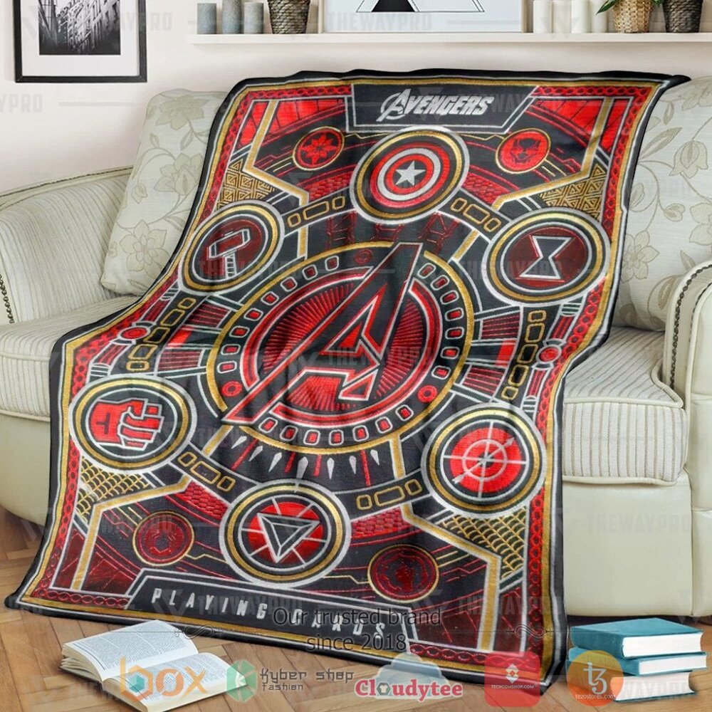 Avengers Playing Card Red Custom Soft Blanket Avengers Playing Card Red Custom Soft Blanket