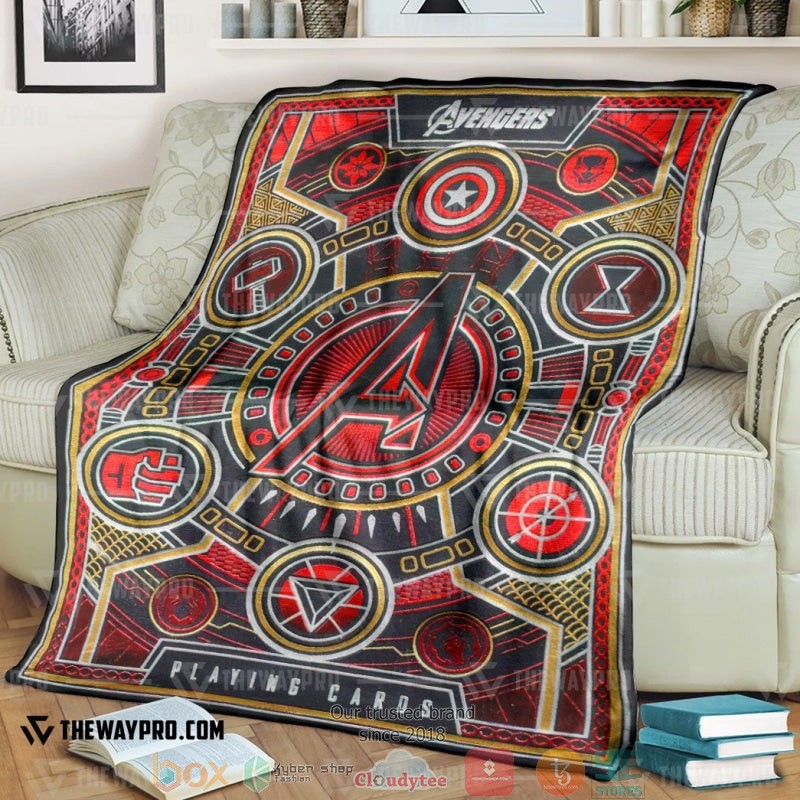 Avengers Playing Card Red Soft Blanket Avengers Playing Card Red Soft Blanket
