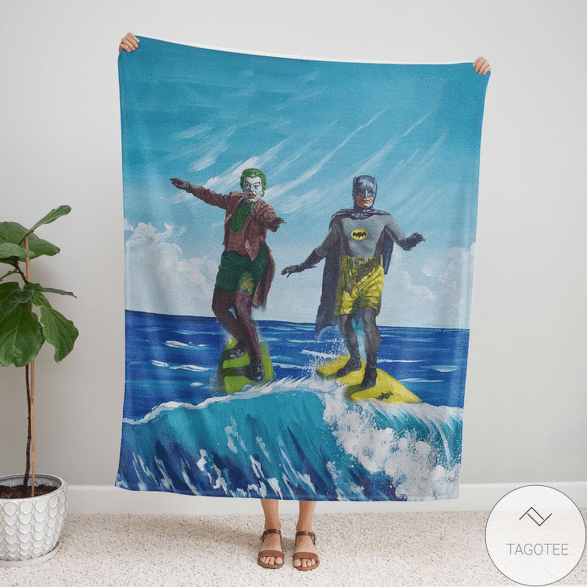 Batman And Joker Surfing Duel Fleece Blanket Batman And Joker Surfing Duel Fleece Blanket