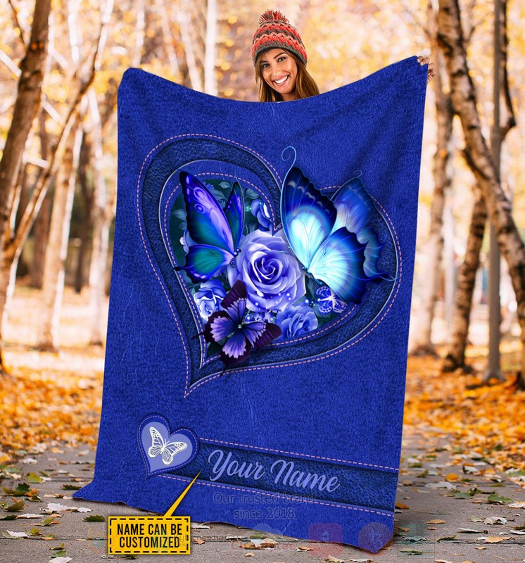 Butterfly Flower Heart Custom Name Blanket Butterfly Flower Heart Custom Name Blanket