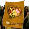 Butterfly Flower Heart Custom Name Yellow Blanket