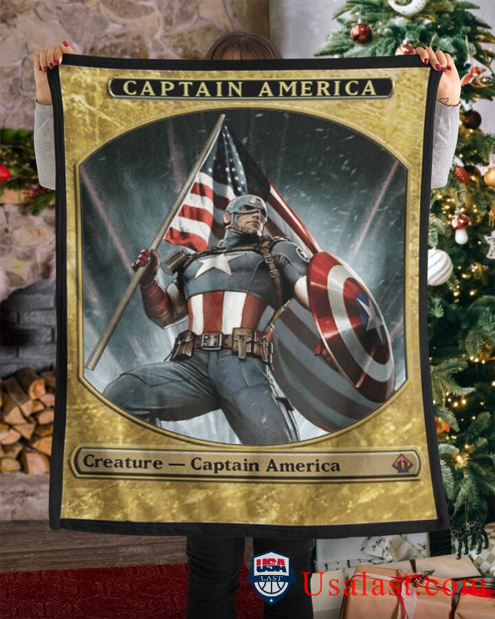 Captain America American Flag Fleece Blanket Captain America American Flag Fleece Blanket