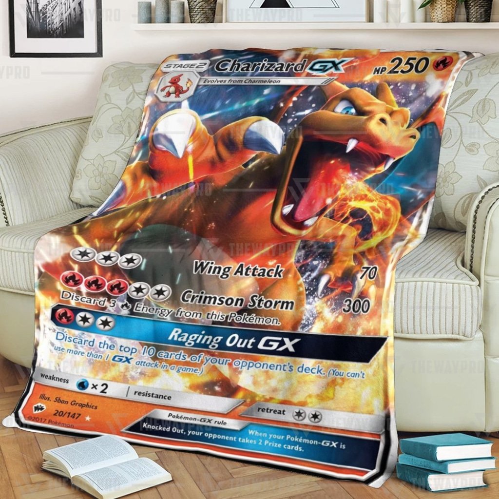 Charizard Gx Pokemon Fleece Blanket Charizard Gx Pokemon Fleece Blanket