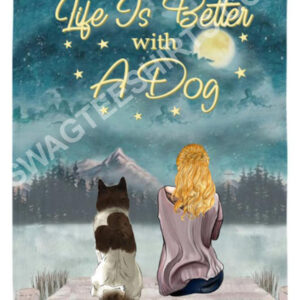 Custom Name Life Is Better With A Dog And Girl Blanket