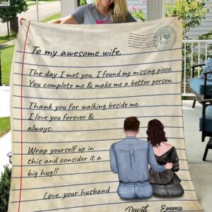 Custom Name Love Air Mail To My Awesome Wife The Day I Met You I Found My Missing Piece Your Husband Blanket