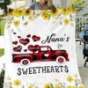 Custom Name Sunflower Nana And Sweethearts Blanket