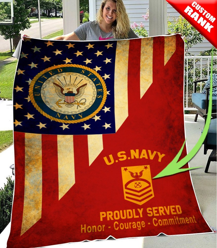 Custom United States Navy Proudly Served All Over Printed Blanket Custom United States Navy Proudly Served All Over Printed Blanket