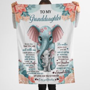 Elephant To My Granddaughter My Love For You Is Forever Blanket