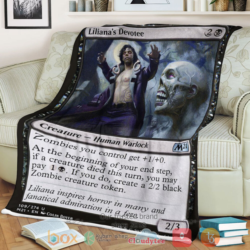 Game Magic The Gathering M21 109 Liliana S Devotee Fleece Blanket Game Magic The Gathering M21 109 Liliana S Devotee Fleece Blanket