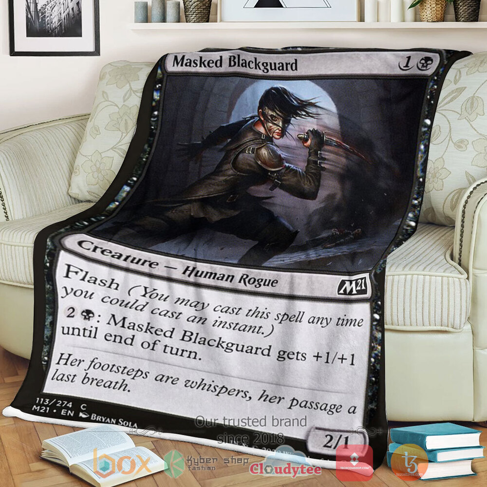 Game Magic The Gathering M21 113 Masked Blackguard Fleece Blanket Game Magic The Gathering M21 113 Masked Blackguard Fleece Blanket