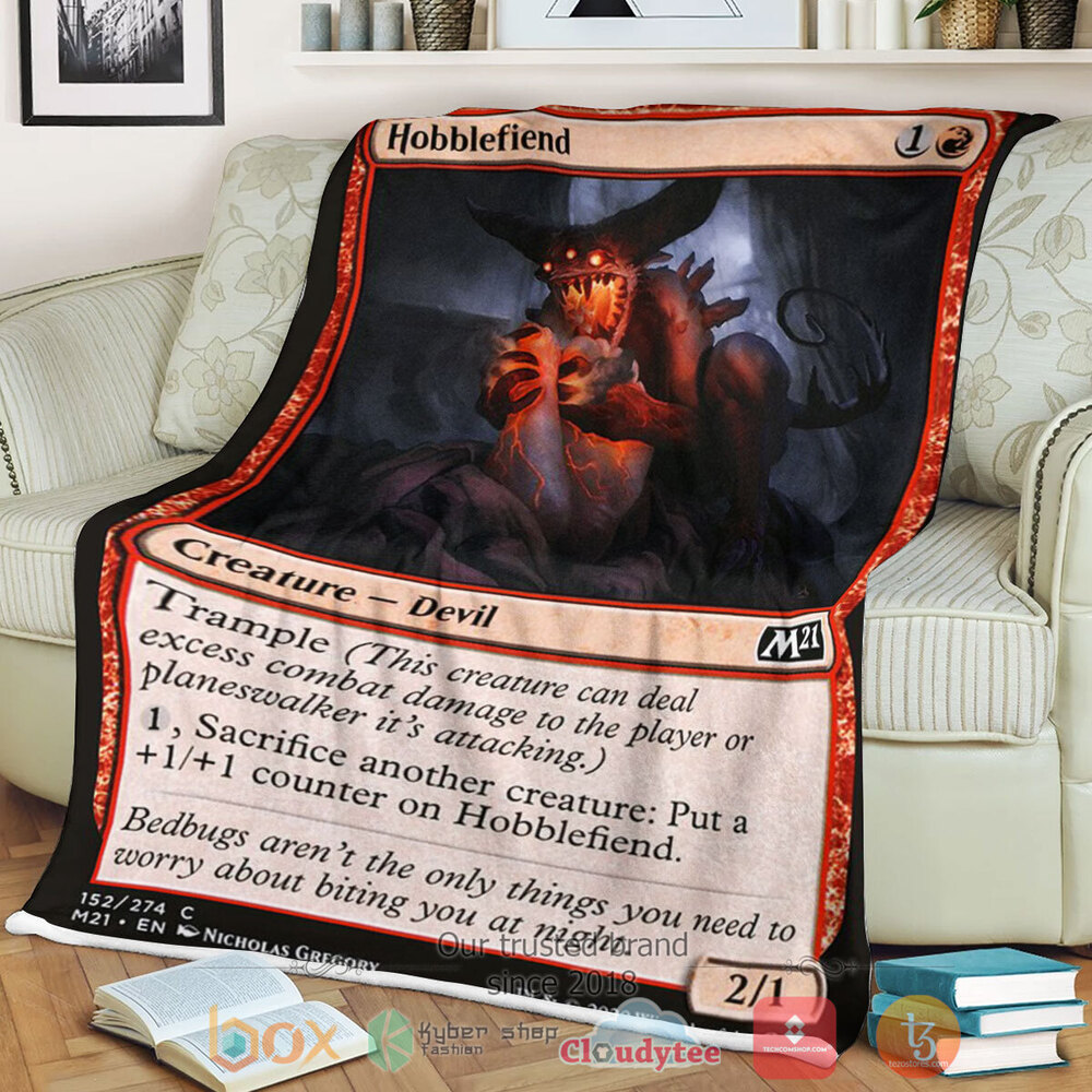 Game Magic The Gathering M21 152 Hobblefiend Fleece Blanket Game Magic The Gathering M21 152 Hobblefiend Fleece Blanket