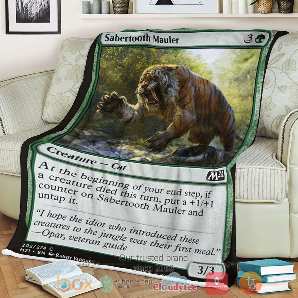 Game Magic The Gathering M21 202 Sabertooth Mauler Fleece Blanket Game Magic The Gathering M21 202 Sabertooth Mauler Fleece Blanket
