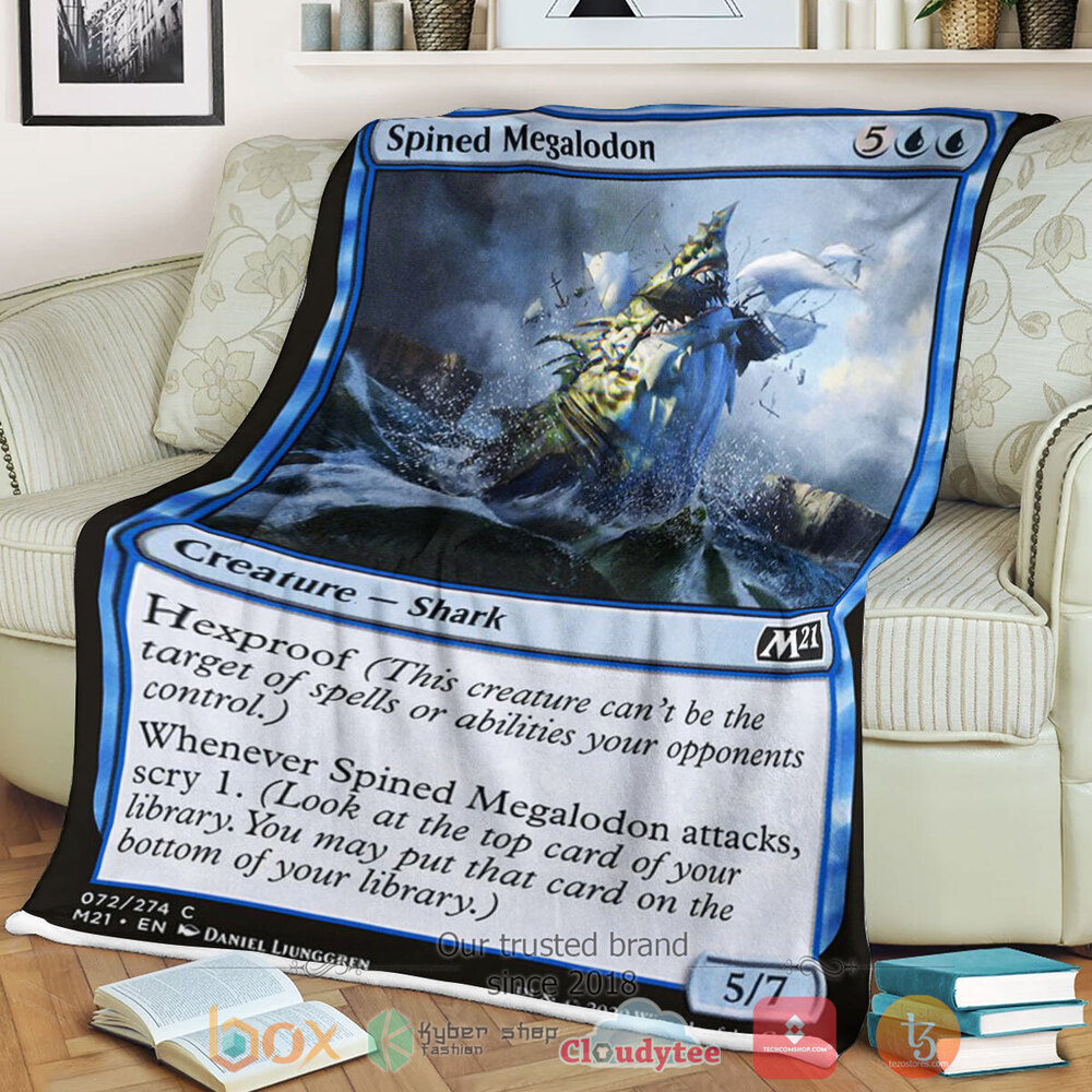 Game Magic The Gathering M21 72 Spined Megalodon Fleece Blanket Game Magic The Gathering M21 72 Spined Megalodon Fleece Blanket
