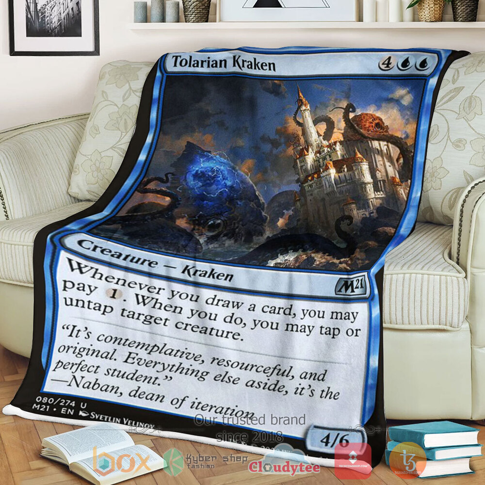 Game Magic The Gathering M21 80 Tolarian Kraken Fleece Blanket Game Magic The Gathering M21 80 Tolarian Kraken Fleece Blanket