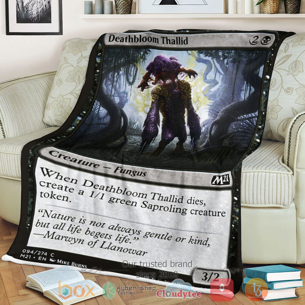 Game Magic The Gathering M21 94 Deathbloom Thallid Fleece Blanket Game Magic The Gathering M21 94 Deathbloom Thallid Fleece Blanket