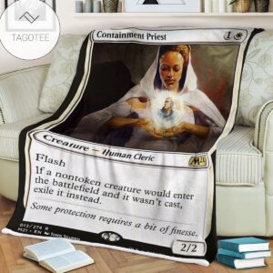 Game Mtg Magic The Gathering M21 13 Containment Priest Fleece Blanket Tagotee