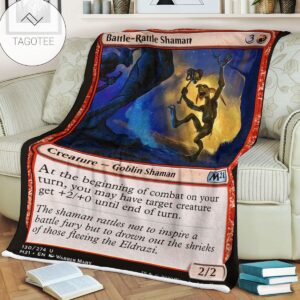 Game Mtg Magic The Gathering M21 130 Battle Rattle Shaman Fleece Blanket