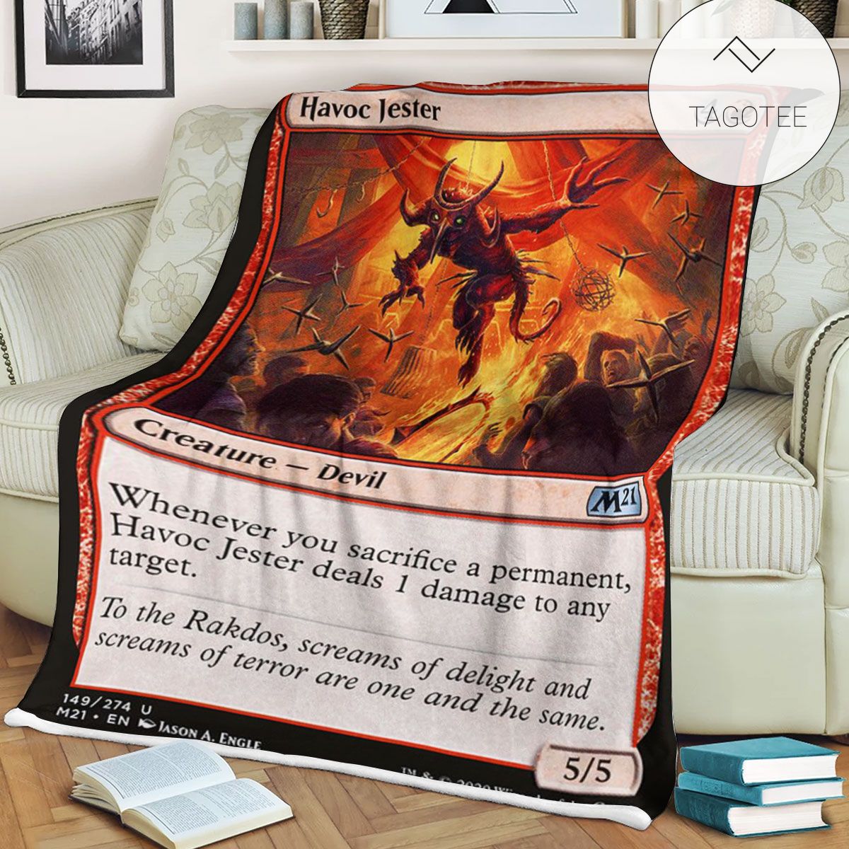 Game Mtg Magic The Gathering M21 149 Havoc Jester Fleece Blanket Game Mtg Magic The Gathering M21 149 Havoc Jester Fleece Blanket