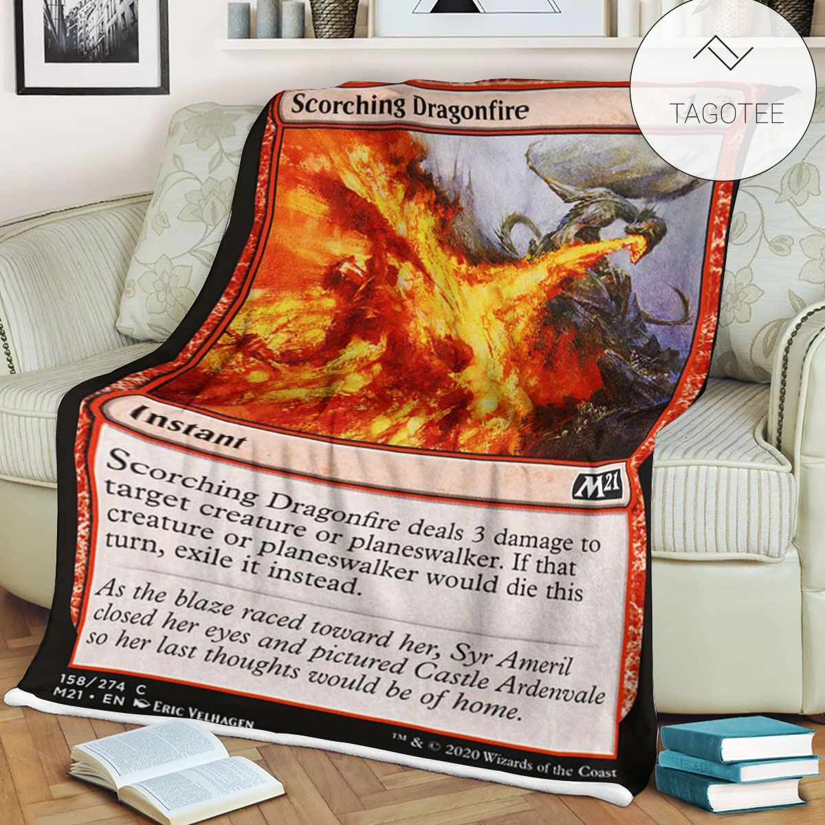 Game Mtg Magic The Gathering M21 158 Scorching Dragonfire Fleece Blanket Game Mtg Magic The Gathering M21 158 Scorching Dragonfire Fleece Blanket