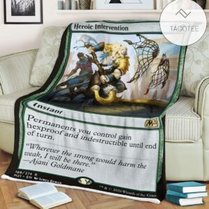 Game Mtg Magic The Gathering M21 188 Heroic Intervention Fleece Blanket