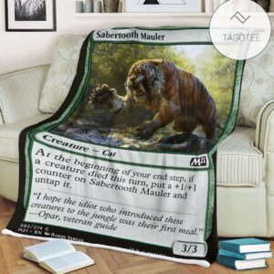 Game Mtg Magic The Gathering M21 202 Sabertooth Mauler Fleece Blanket