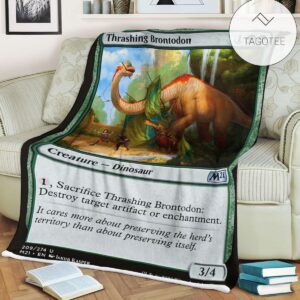 Game Mtg Magic The Gathering M21 209 Thrashing Brontodon Fleece Blanket