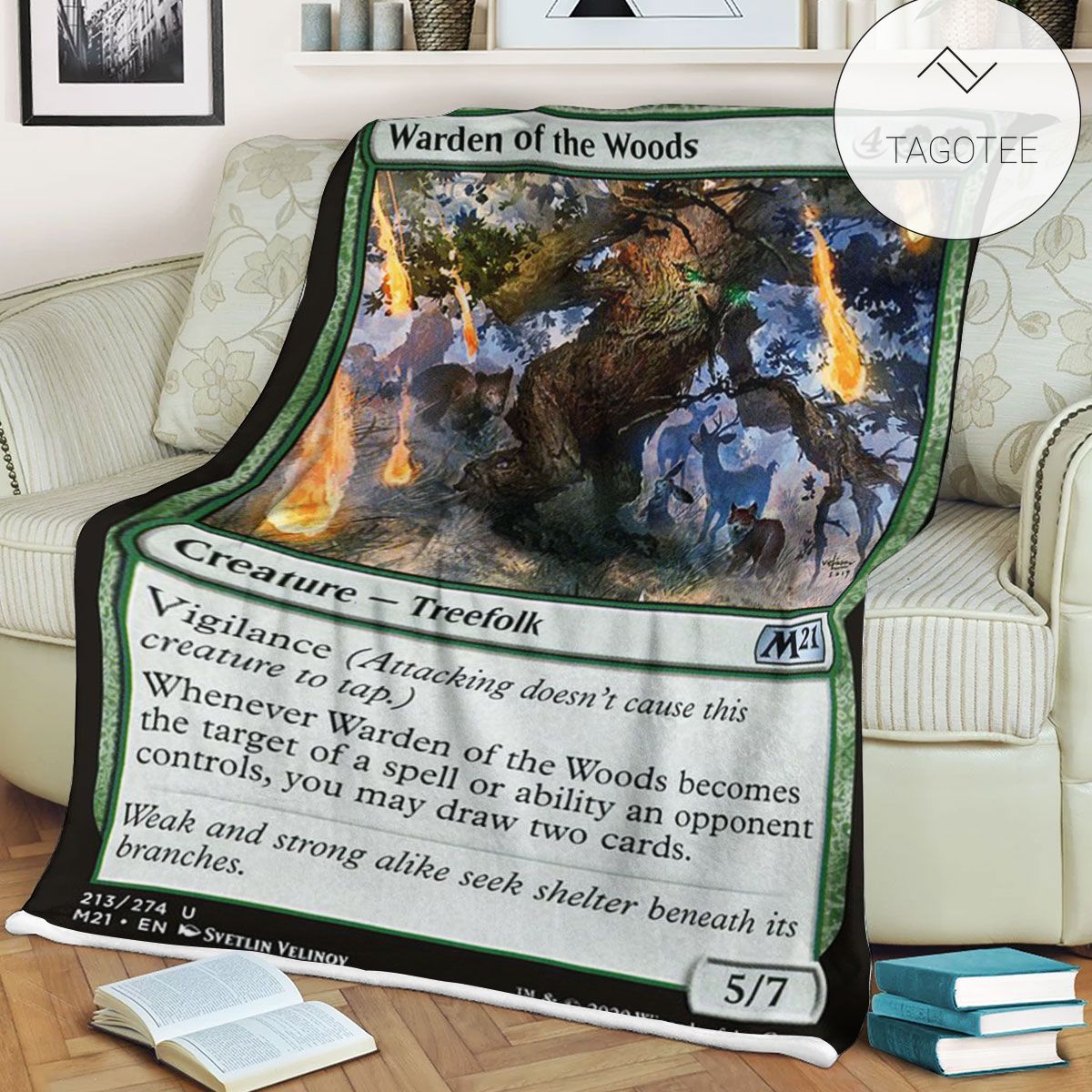 Game Mtg Magic The Gathering M21 213 Warden Of The Woods Fleece Blanket Game Mtg Magic The Gathering M21 213 Warden Of The Woods Fleece Blanket