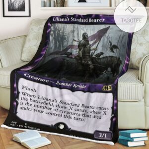 Game Mtg Magic The Gathering M21 299 Liliana S Standard Bearer Fleece Blanket